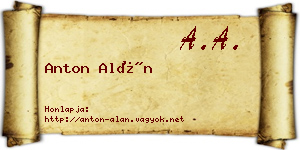 Anton Alán névjegykártya